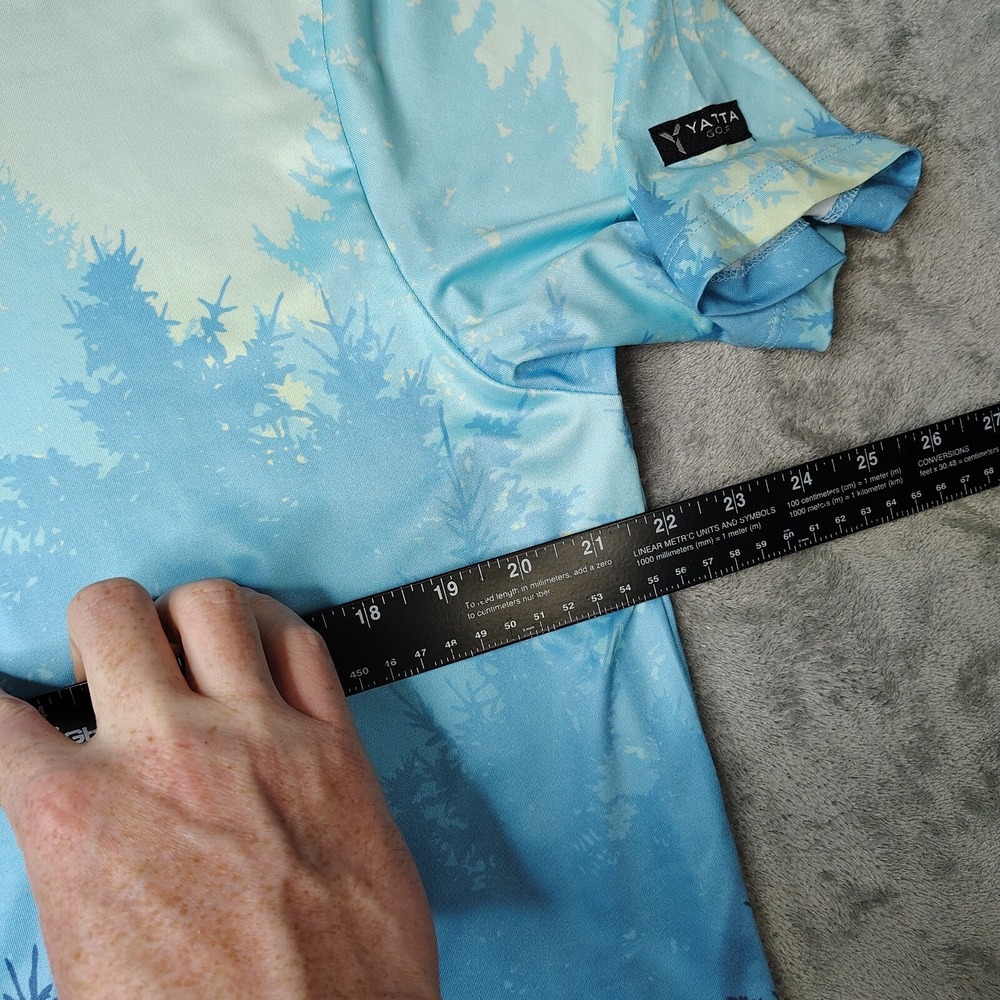 Yatta Golf Polo Shirt Men L Blue Mountains AOP Performance Outdoors Short Sleeve - Picture 6 of 7
